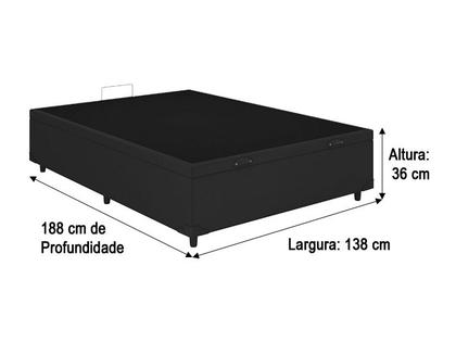Base Box Baú Casal Blindado material sintético Linhão Preto 36X138X188 AN - Alpoim Imagem de Base Box Baú Casal Blindado material sintético Linhão Preto 36X138X188 AN