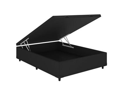 Imagem de Base Box Baú Casal Blindado material sintético Linhão Preto 36X138X188 AN