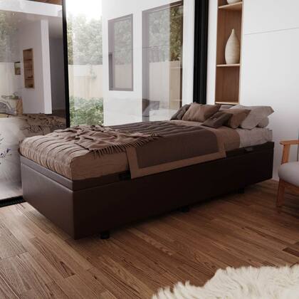 Imagem de Base Box Baú para Cama Solteiro 88x188cm Liz S05 Sintético Marrom - Mpozenato