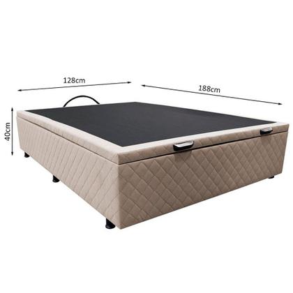 Imagem de Base Box Baú para Cama Viúva 128x188cm Liz S05 Suede Bordado Bege - Mpozenato