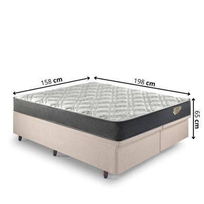 Imagem de Base Box Baú Queen 158x198 Linho Bege com Colchão Adapto Molas Ensacadas