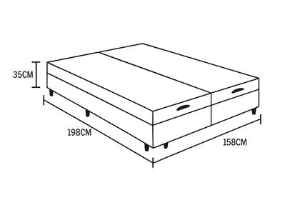 Imagem de Base Box Baú Queen Bipartido Suede Bege - 158x198x35