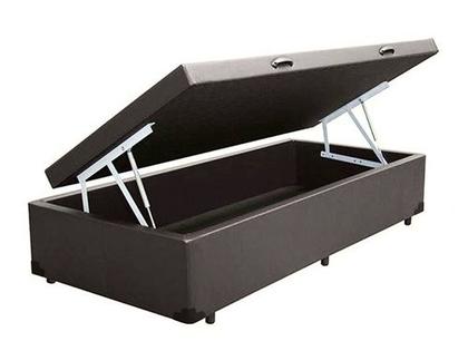 Imagem de Base Box Baú Solteirão Blindado material sintético Linhão Café 36X108X188 AN