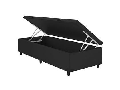 Imagem de Base Box Baú Solteirão Blindado material sintético Linhão Preto 36X108X188 AN