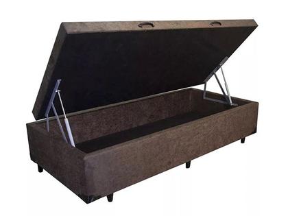 Imagem de Base Box Baú Solteirão Blindado Suede Marrom 36X108X188 AN