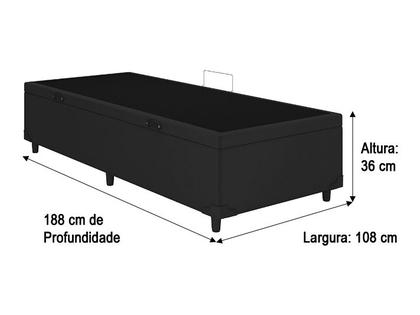 Base Box Baú Solteirão Blindado Suede Preto 36X108X188 AN - Alpoim Imagem de Base Box Baú Solteirão Blindado Suede Preto 36X108X188 AN