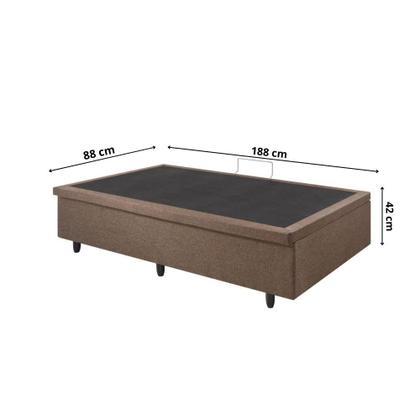 Imagem de Base Box Baú Solteiro 88x188x34 cm Linho Marrom