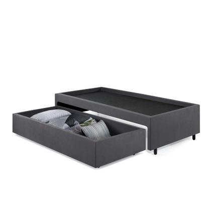 Imagem de Base Box Cama Viúva com Gaveta Sapateira para colchão 120x203 cm Suede Cinza