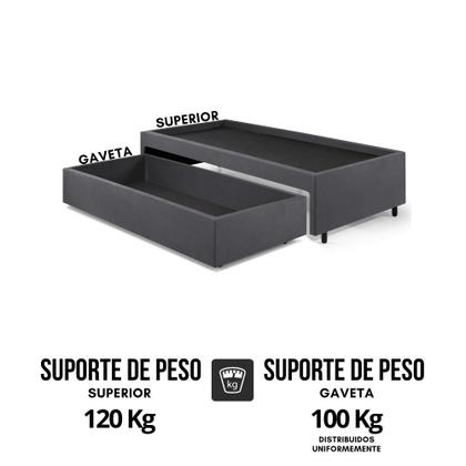 Imagem de Base Box Cama Viúva com Gaveta Sapateira para colchão 120x203 cm Suede Cinza