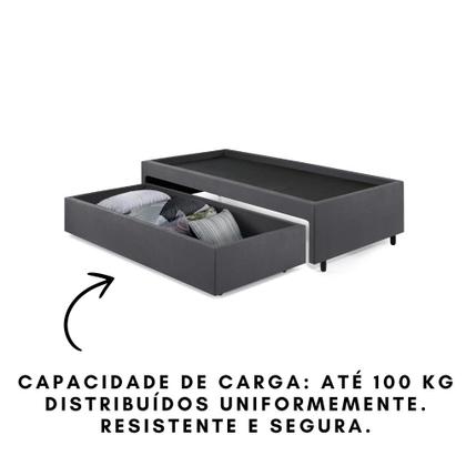 Imagem de Base Box Cama Viúva com Gaveta Sapateira para colchão 120x203 cm Suede Cinza