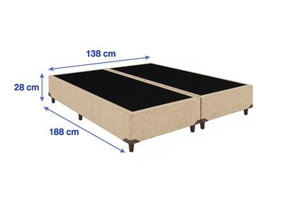 Imagem de Base Box Casal Bipartido Suede Bege - 138x188x40