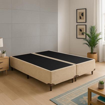 Imagem de Base Box Casal Bipartido Suede Bege - 138x188x40