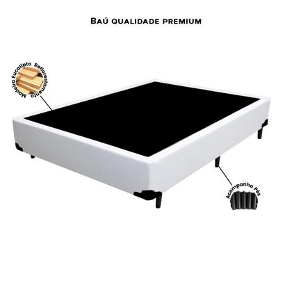 Imagem de Base Box Casal de Madeira Resistente Branco