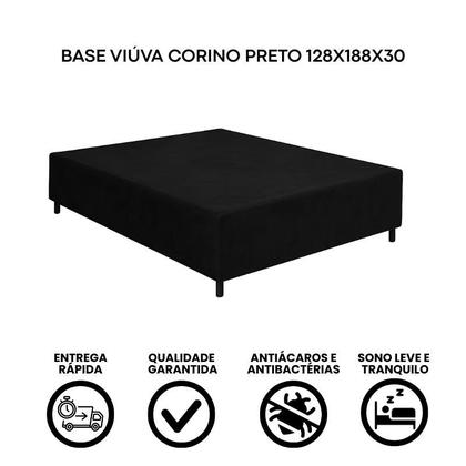 Imagem de Base Box Casal Viúva Sintético Preto 128x188