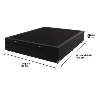 Imagem de Base Box Com Baú Bege Viúvo 128cm De Madeira Kazamix Cor:preto