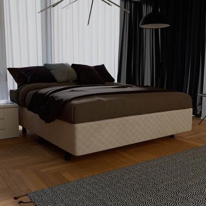 Imagem de Base Box para Cama Viúva 128x188cm Liz S05 Suede Bordado Bege - Mpozenato