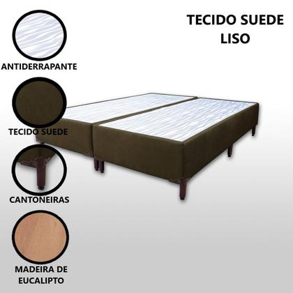 Imagem de Base Box Queen Bipartido Padrão Suede Liso (1,58 x 1,88 m) Com 37 cm de altura Para Colchão