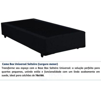 Imagem de Base Box Solteiro Blindado Suede 78x188  Largura Menor  Ideal para Quartos Pequenos  Medida Especial