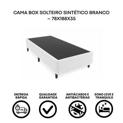Imagem de Base Box Solteiro Sintético Branco - 78x188cm
