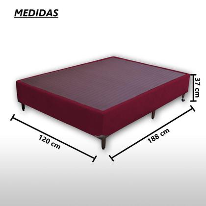 Imagem de Base Box Viúva Padrão Suede Liso (1,20 x 1,88 m) Com 37 cm de altura Para Colchão