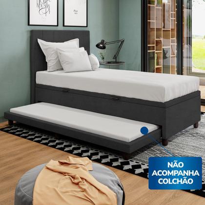 Imagem de Base Cama Baú Solteirão com Cama Auxiliar Veludo - SkyBox
