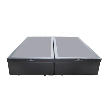 Imagem de Base Cama Box Baú Bipartido Casal Material Sintético Cinza 43x138x188