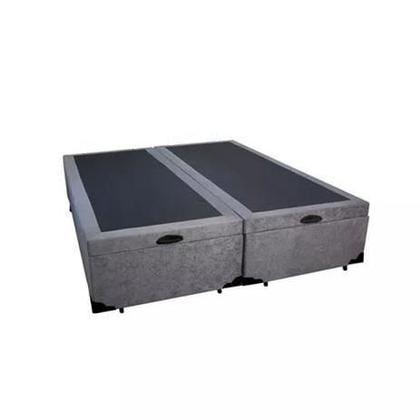 Imagem de Base Cama Box Baú Bipartido King Suede Cinza 42x193x203 RC Sono Leve