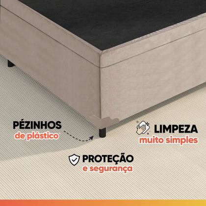 Imagem de Base Cama Box Baú Casal 138x188x41cm Bege Suede Veludo Prince
