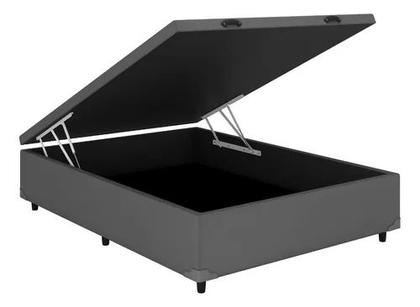 Imagem de Base Cama Box Bau Casal Cinza Sintetico Premium 47x138x188 - Santo Box FR