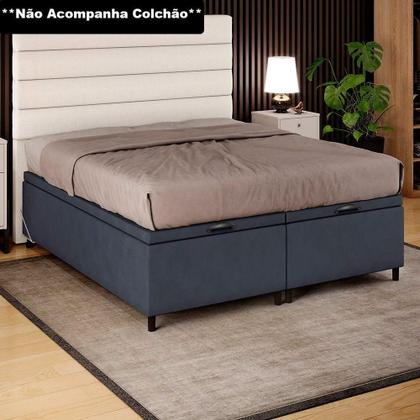 Imagem de Base Cama Box Baú Casal Queen 158cm Hit I02 Suede Cinza