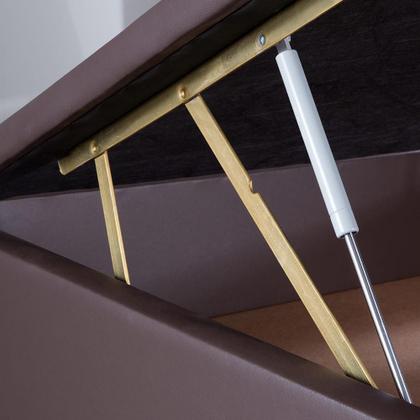 Imagem de Base Cama Box Baú King Orthocrin Tecido Sintético Marrom Bipartido 193x203x31