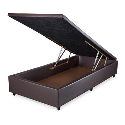 Imagem de Base Cama Box Baú King Orthocrin Tecido Sintético Marrom Bipartido 193x203x31