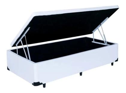 Imagem de Base Cama Box Bau Solteiro Branco Sintetico Premium 47x88x188 - Santo Box FR