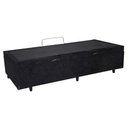 Imagem de Base Cama Box Baú Solteiro Suede Preto 43x88x188