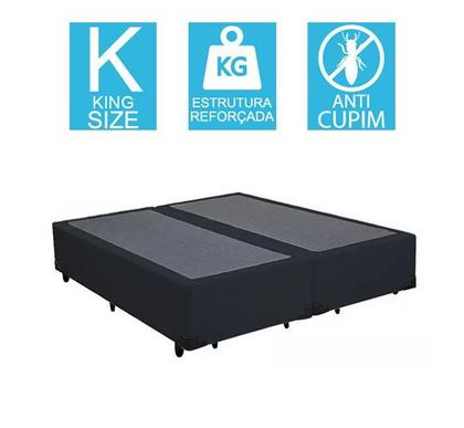 Imagem de Base Cama Box Bipartido King Size material sintético Preto 40x193x203