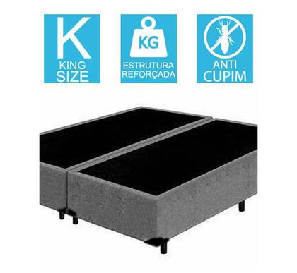 Imagem de Base Cama Box Bipartido King Size Suede Cinza 40x193x203