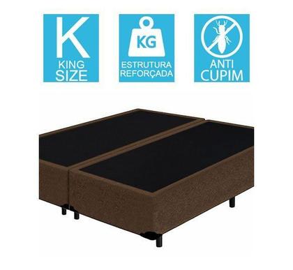 Imagem de Base Cama Box Bipartido King Size Suede Marrom 40x193x203
