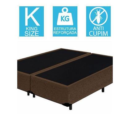Imagem de Base Cama Box Bipartido King Size Suede Marrom 40x193x203