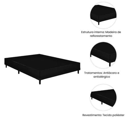 Imagem de Base Cama Box Casal 138x188 Preto