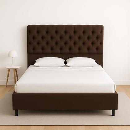 Imagem de Base Cama Box Casal Com Cabeceira Marrom 138x188cm