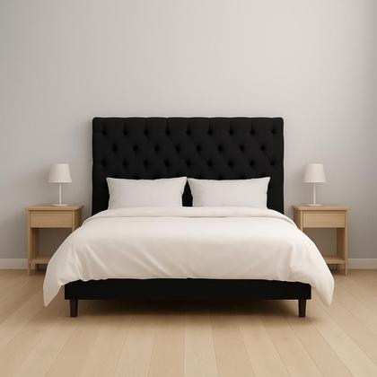 Imagem de Base Cama Box Casal Com Cabeceira Preto 138x188cm