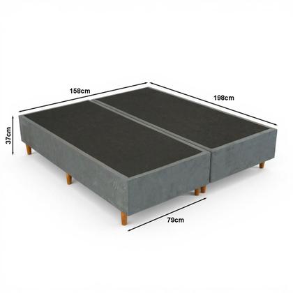 Imagem de Base Cama Box Casal Queen Bipartida 158x198x37 Cor Cinza