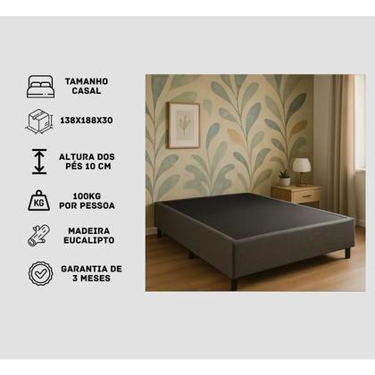 Imagem de Base Cama Box Casal Suede 138x188 Cinza