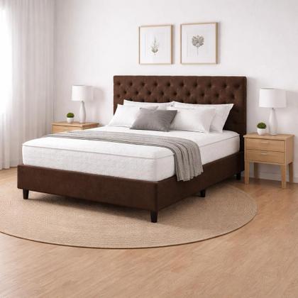 Imagem de Base Cama Box Casal Suede 138x188 Marrom
