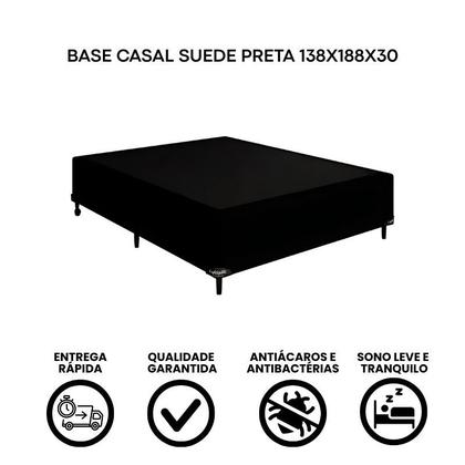 Imagem de Base Cama Box Casal Suede 138x188 Preto