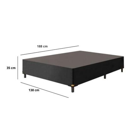 Imagem de Base Cama Box Casal Tecido Sintético Preto 138x188x35