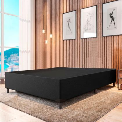 Imagem de Base Cama Box Casal Tecido Sintético Preto 138x188x35