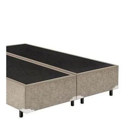 Imagem de Base Cama Box King Bipartido Bege Suede 40x192x203 - Santo Box FR