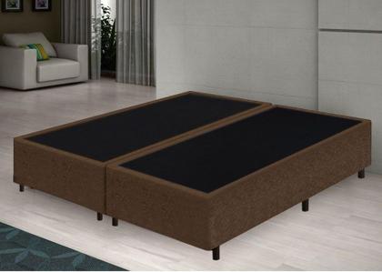 Imagem de Base Cama Box King Bipartido Marrom Suede 40x192x203 - Santo Box FR