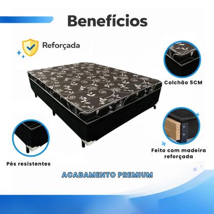 Imagem de Base Cama Box Ortopédico Conjugado Casal Colchão 5cm 188x138x40